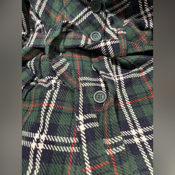 VTG Better Be Green Red White Plaid Holiday Christmas Jacket Trench Coat - Picture 5 of 9
